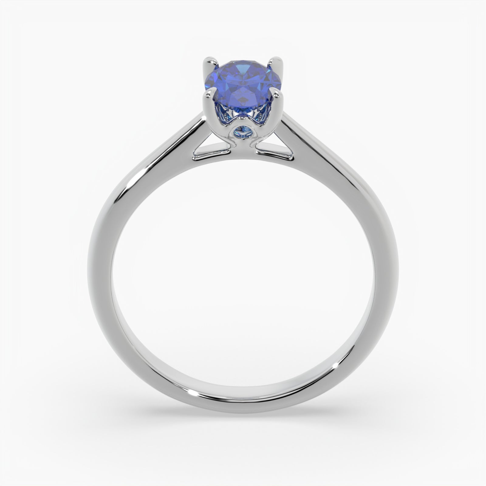 Oval Blue Sapphire Platinum Engagement Ring, Lotus Cathedral Solitaire | RX10001SA