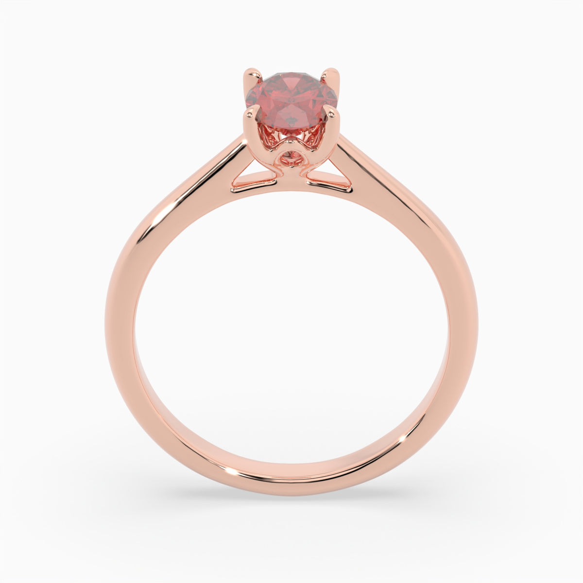 Oval Ruby Rose Gold Engagement Ring, Lotus Cathedral Solitaire | RX10001RU