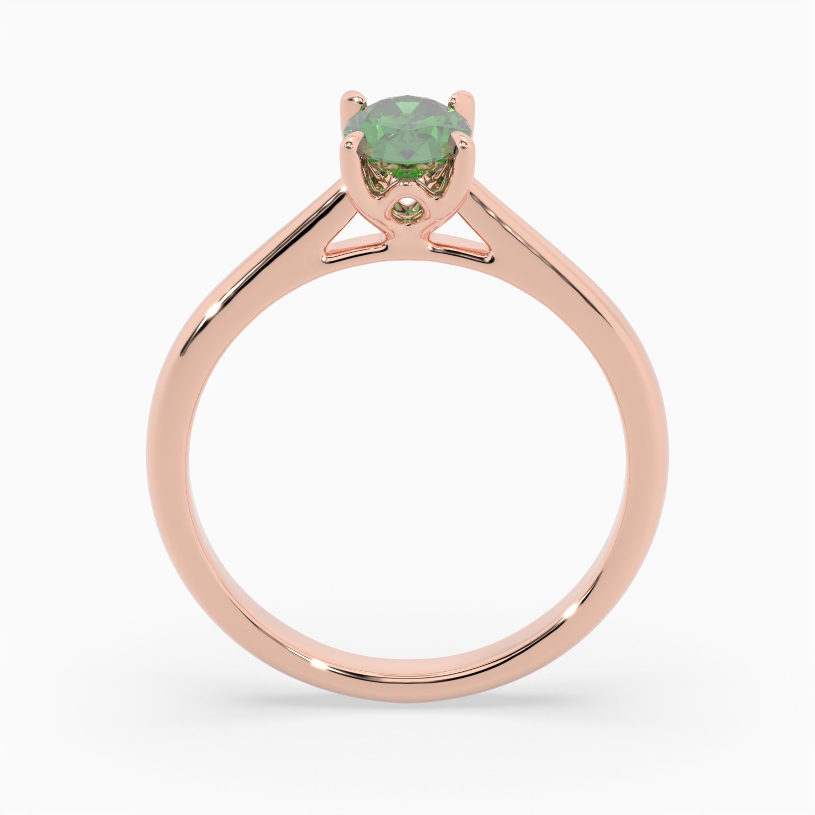Oval Emerald Rose Gold Engagement Ring, Lotus Cathedral Solitaire | RX10001EM