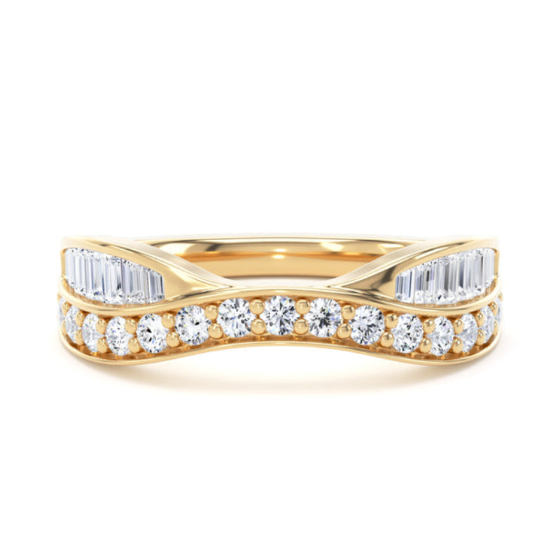 Round & Baguette Diamond Ring, Entwined Band Half Eternity | ET1228