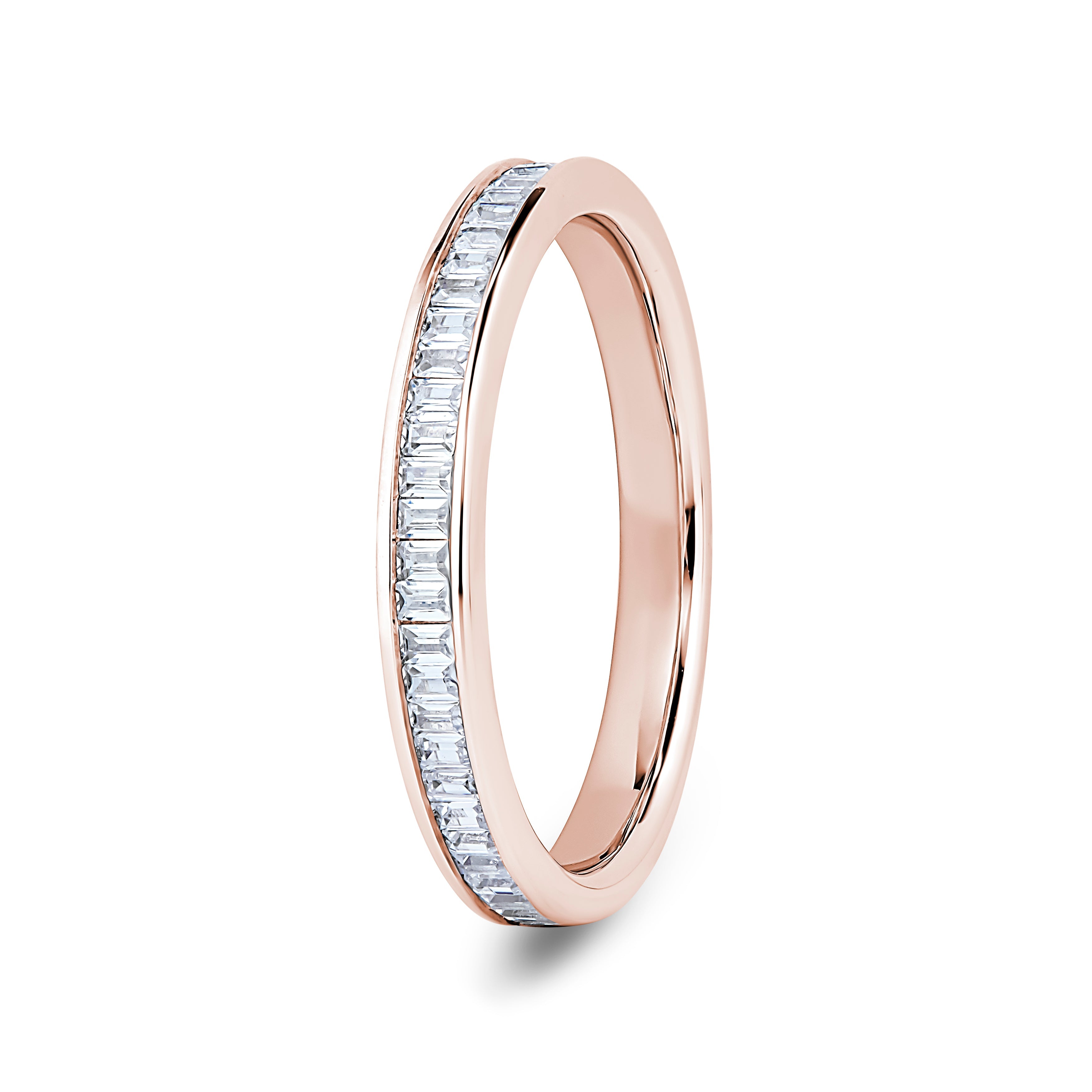 Baguette, Channel, Rose Gold Half Set Eternity Ring