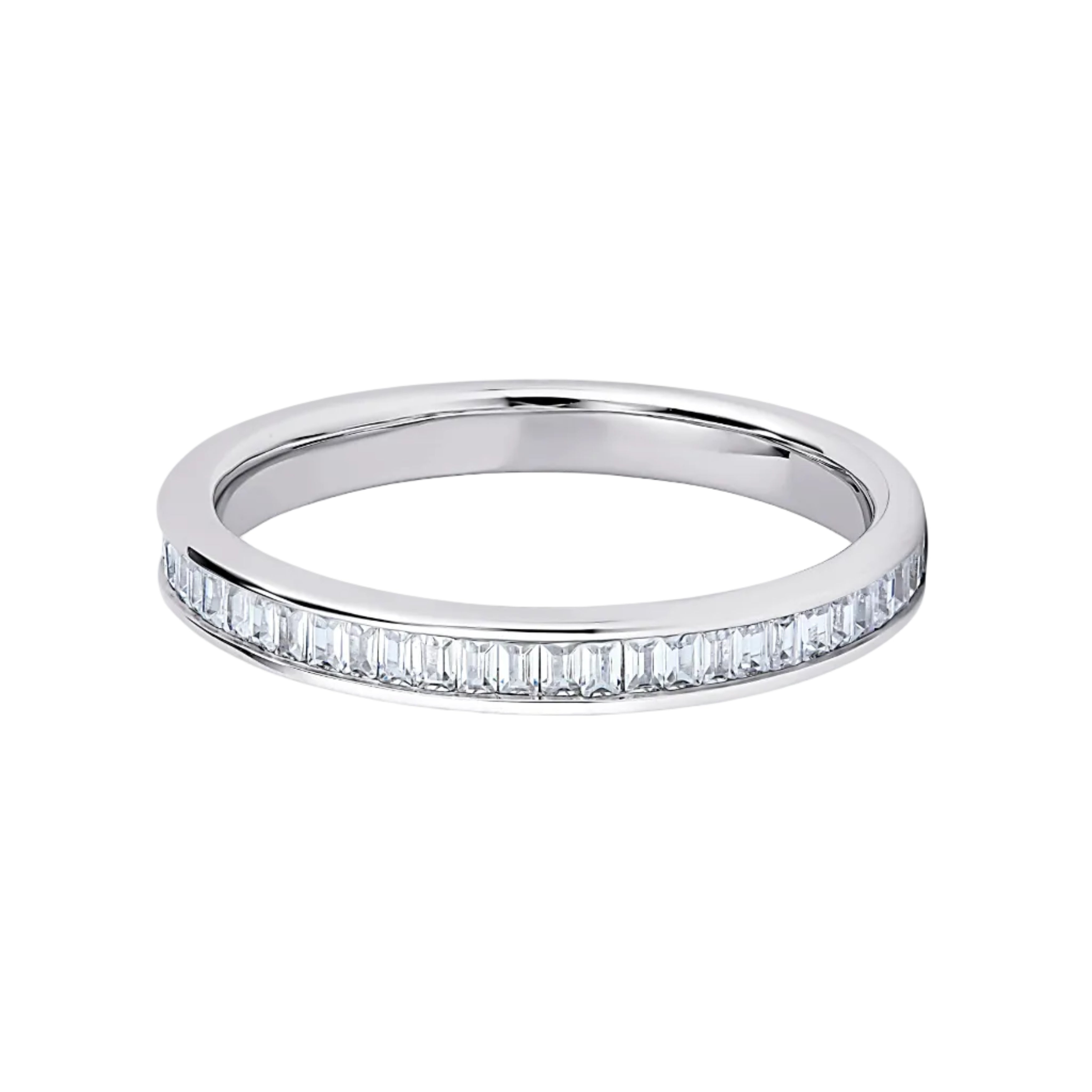 Baguette Diamond White Gold Ring, Channel Set Half Eternity | ET1211