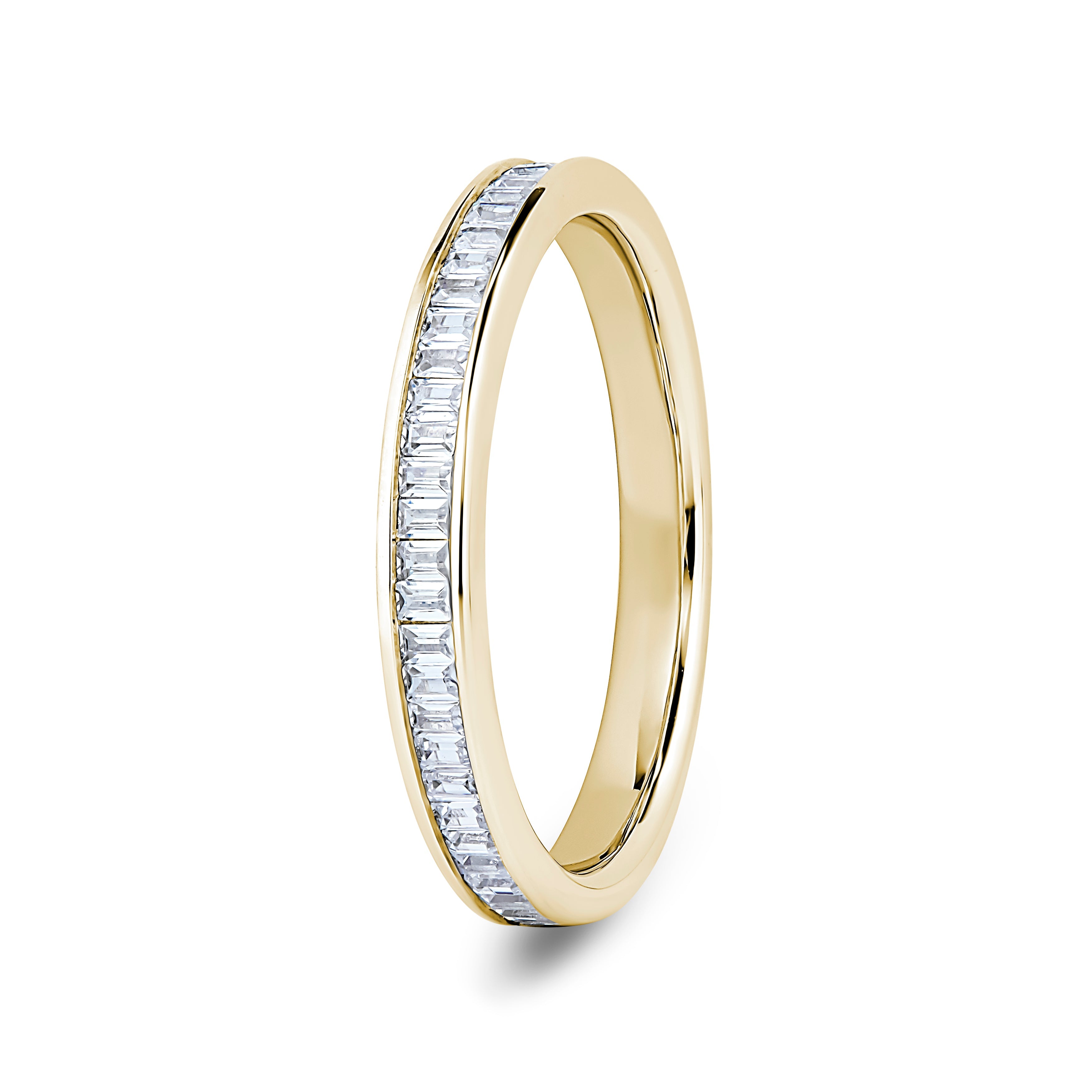 Baguette, Channel, Yellow Gold Half Set Eternity Ring