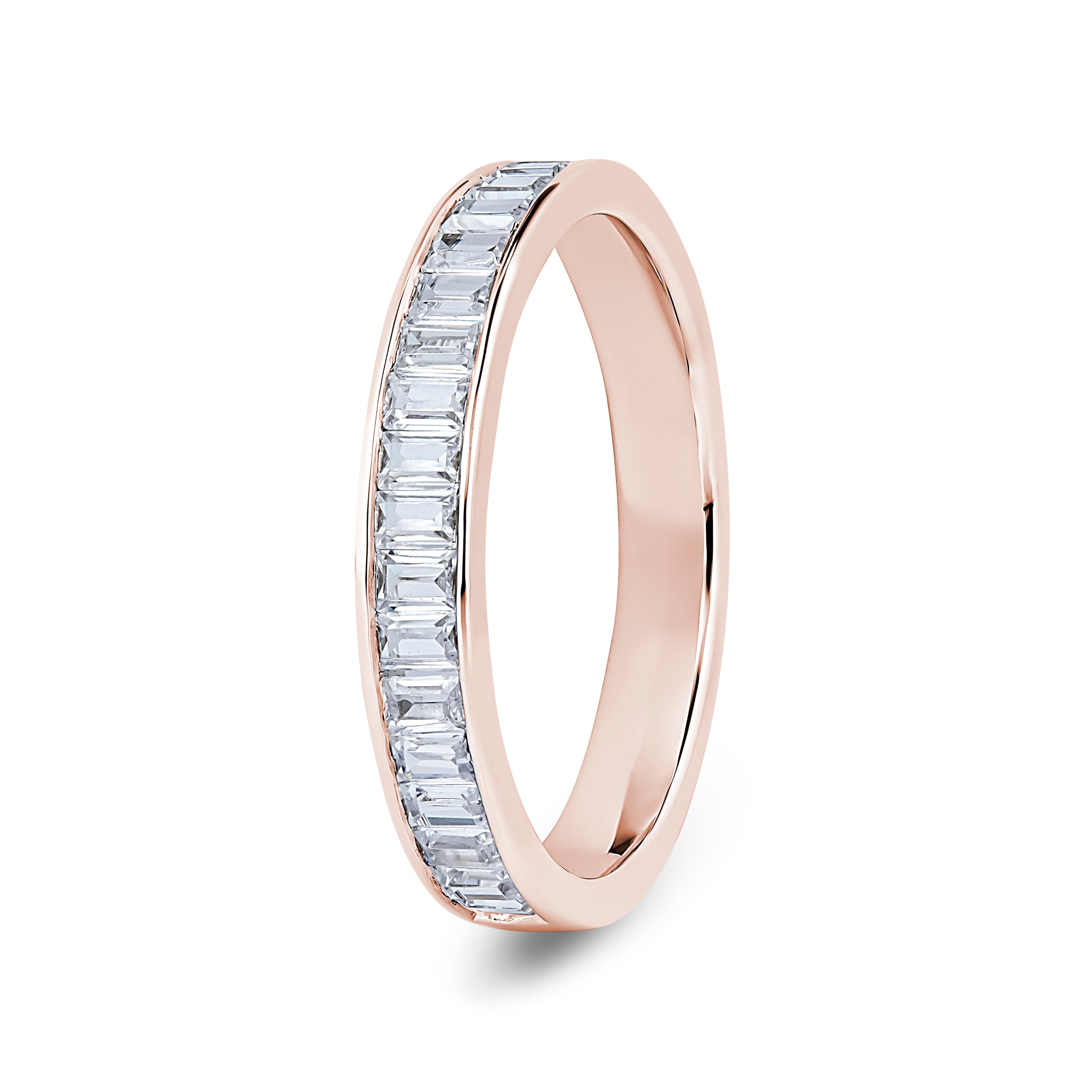 Baguette, Channel, Rose Gold Half Set Eternity Ring