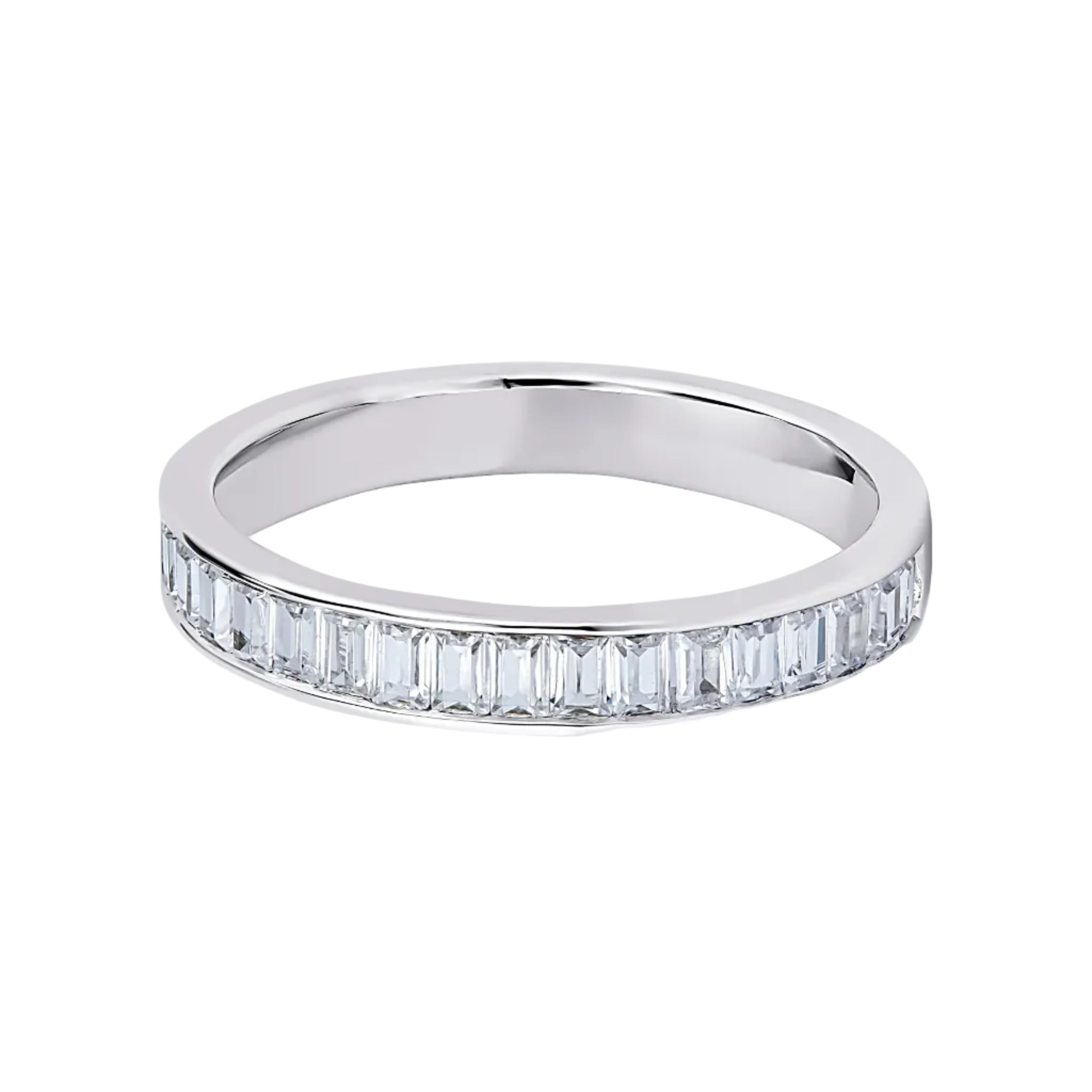 Baguette Diamond Platinum Ring, Channel Set Half Eternity | ET1211