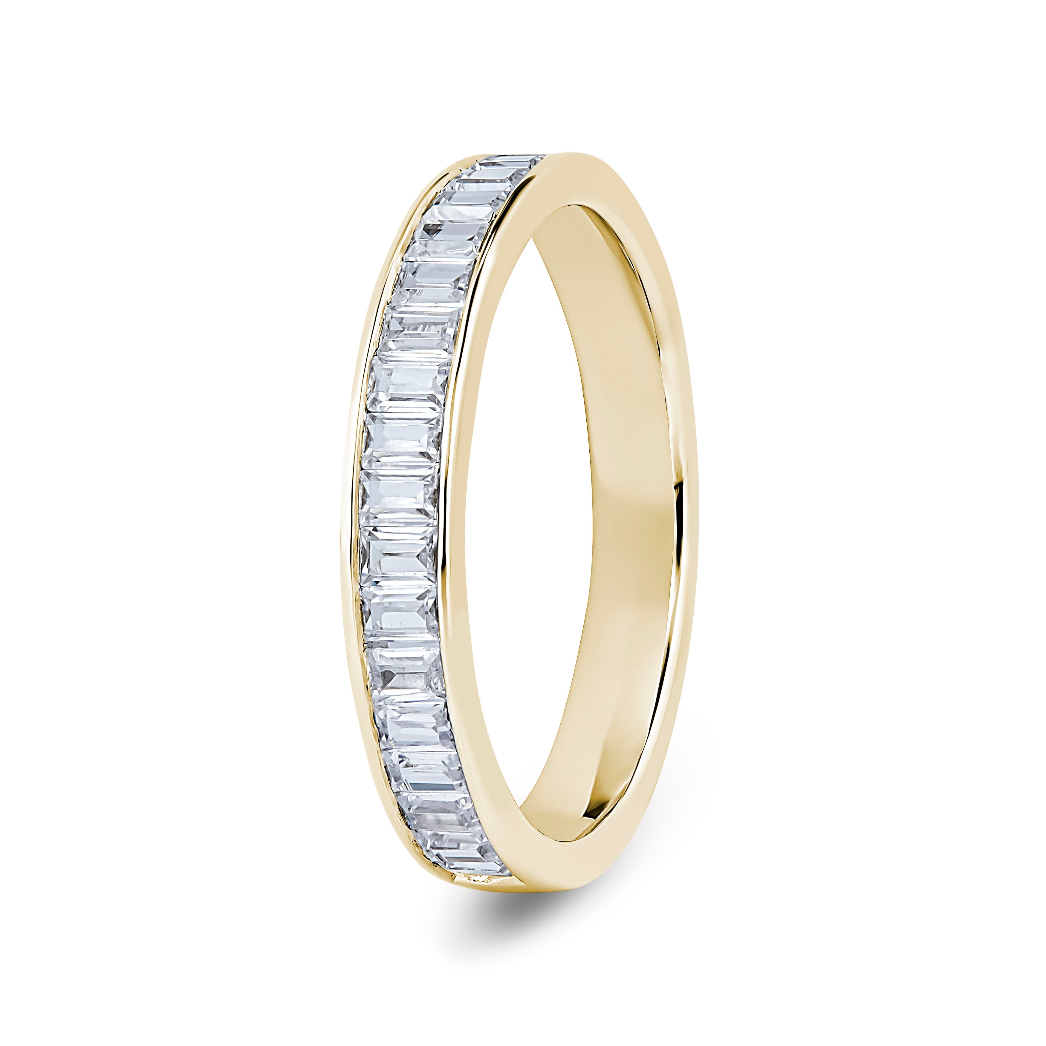 Baguette, Channel, Yellow Gold Half Set Eternity Ring