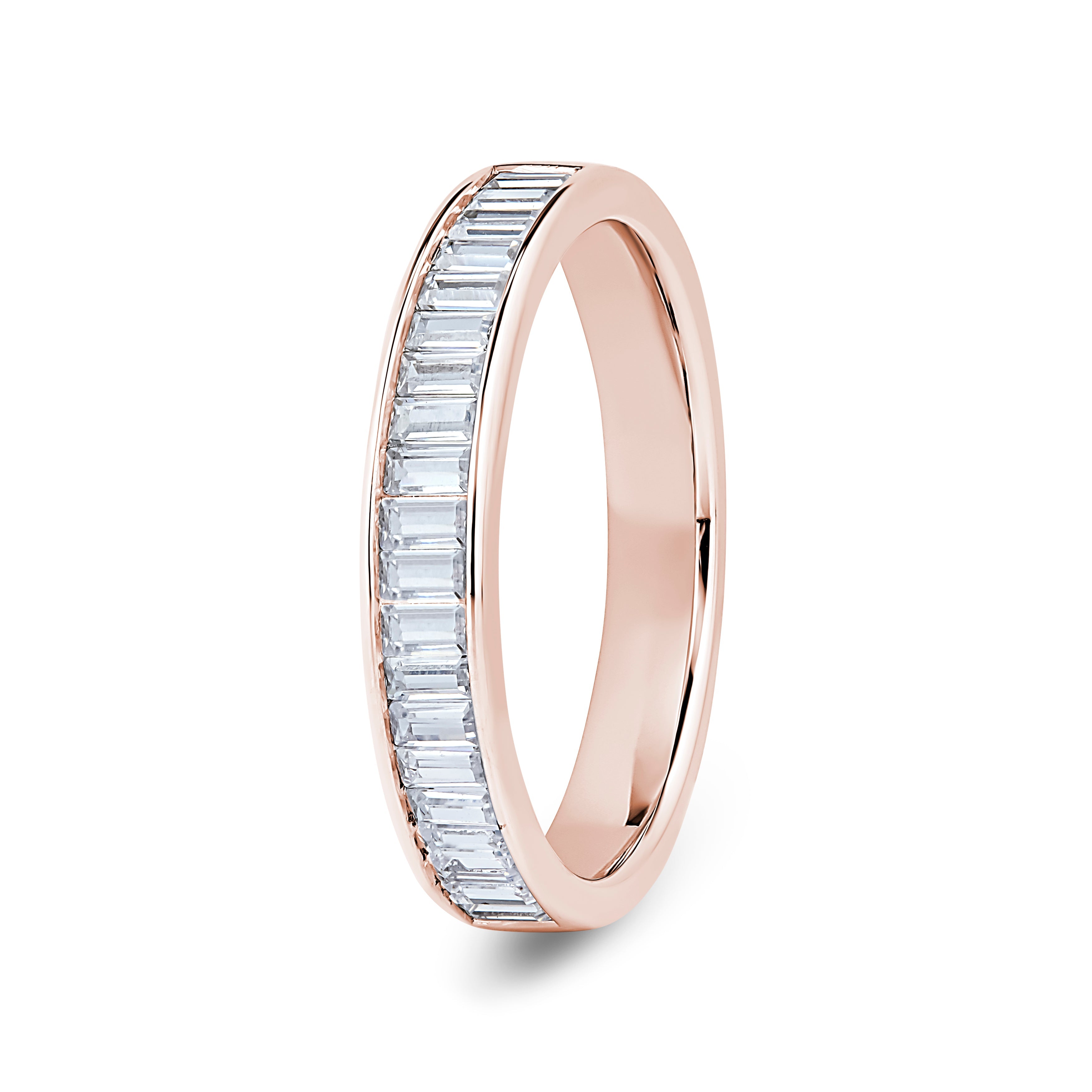 Baguette, Channel, Rose Gold Half Set Eternity Ring