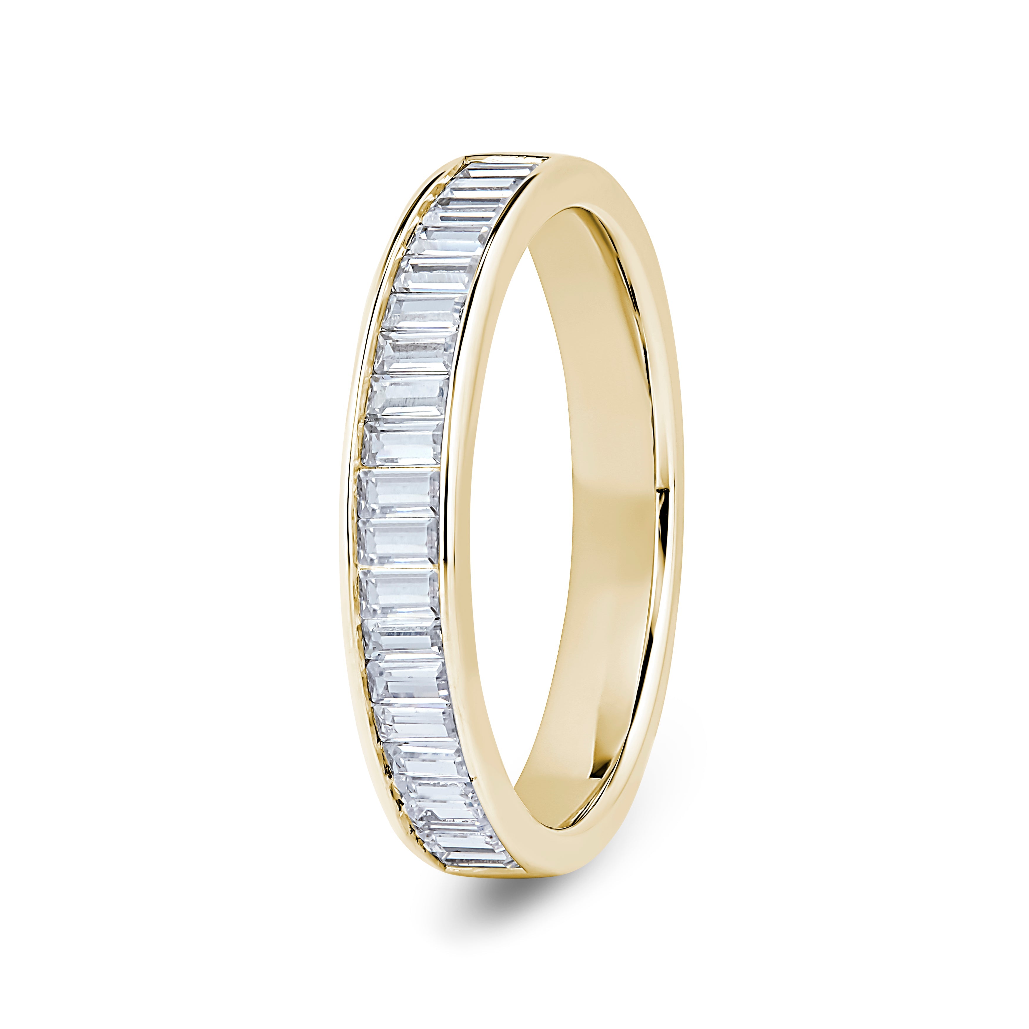 Baguette, Channel, Yellow Gold Half Set Eternity Ring
