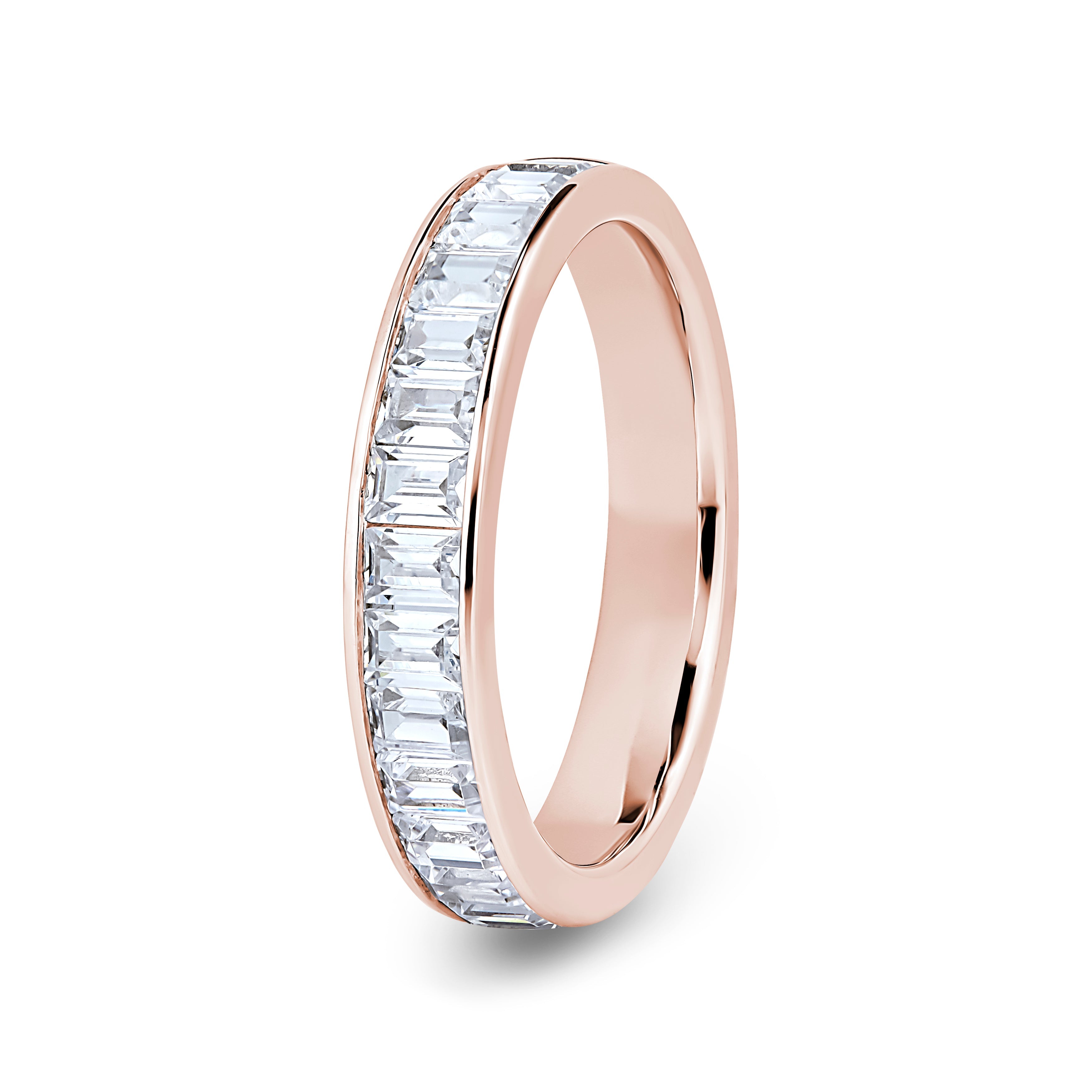 Baguette, Channel, Rose Gold Half Set Eternity Ring