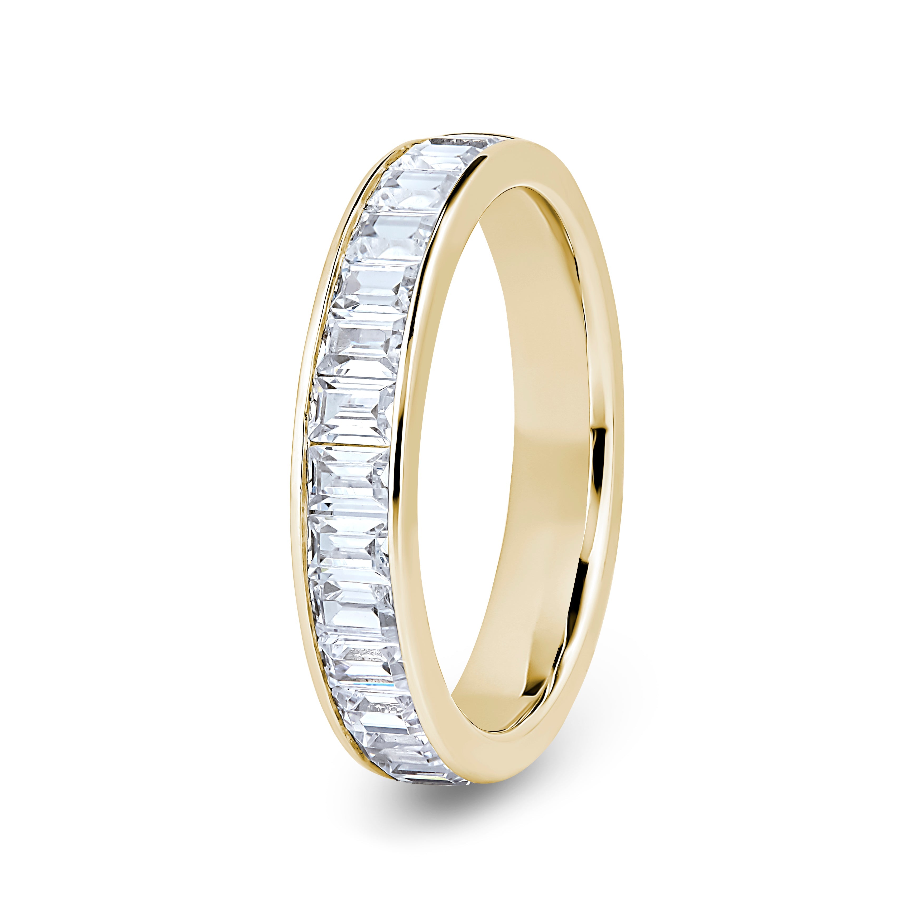 Baguette, Channel, Yellow Gold Half Set Eternity Ring