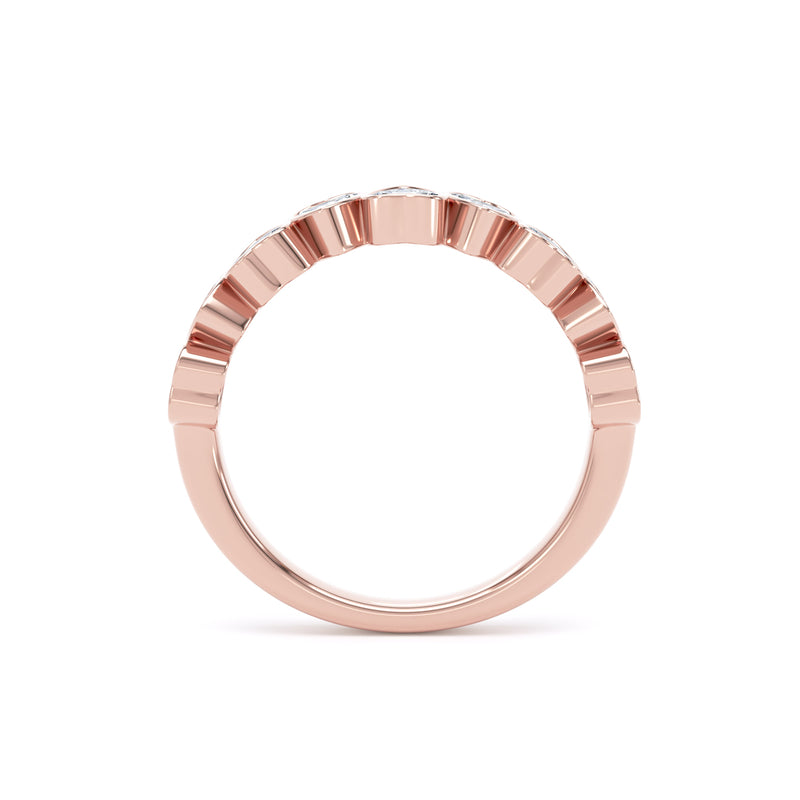 Heart Diamond Rose Gold Ring, Bezel Set Half Eternity | ET1236