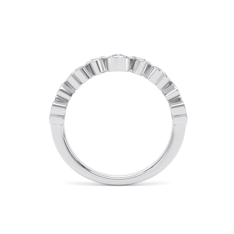 Heart Diamond White Gold Ring, Bezel Set Half Eternity | ET1236