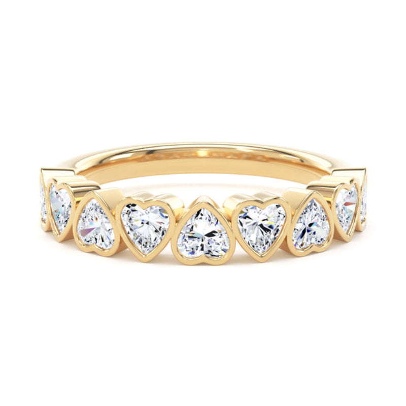 Heart Diamond Ring, Bezel Set Half Eternity | ET1236