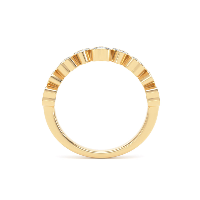 Heart Diamond Yellow Gold Ring, Bezel Set Half Eternity | ET1236