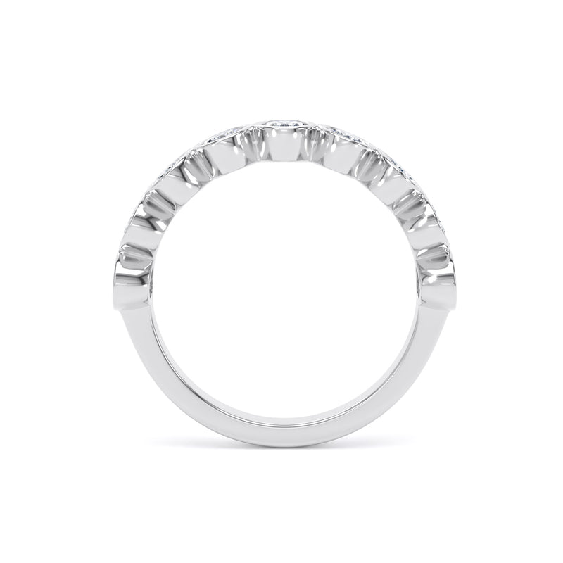 Oval Diamond Platinum Ring, Bezel Set Half Eternity | ET1234