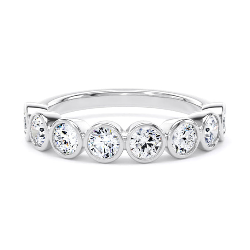 Round Diamond Ring, Bezel Set Half Eternity | ET1231