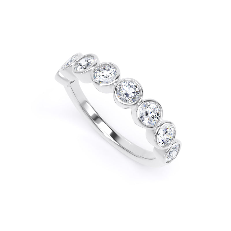 Round Diamond White Gold Ring, Bezel Set Half Eternity | ET1231