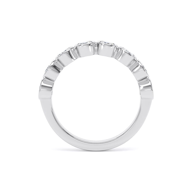 Round Diamond White Gold Ring, Bezel Set Half Eternity | ET1231