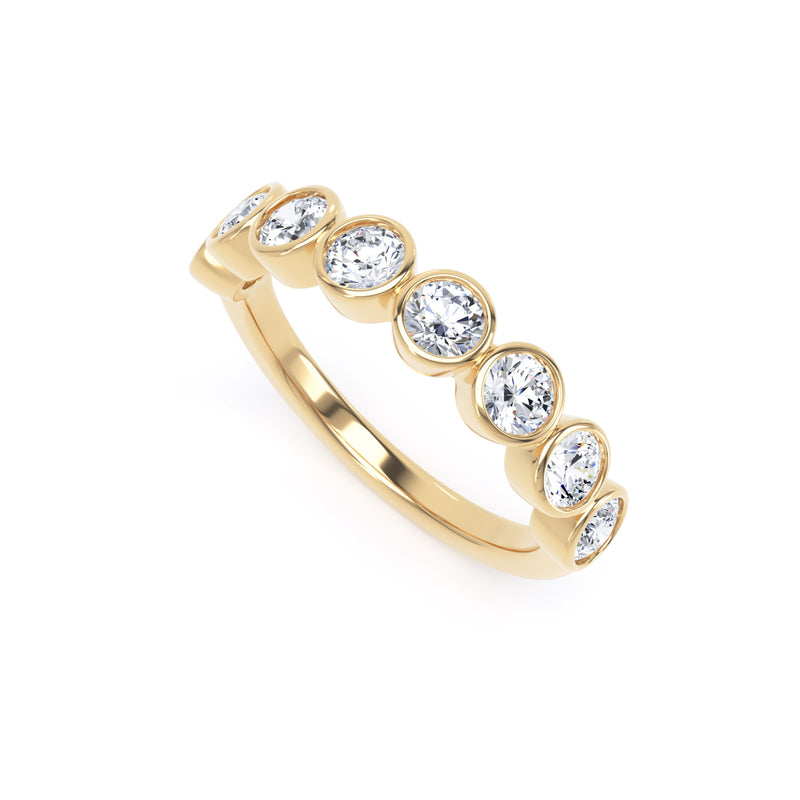 Round Diamond Yellow Gold Ring, Bezel Set Half Eternity | ET1231