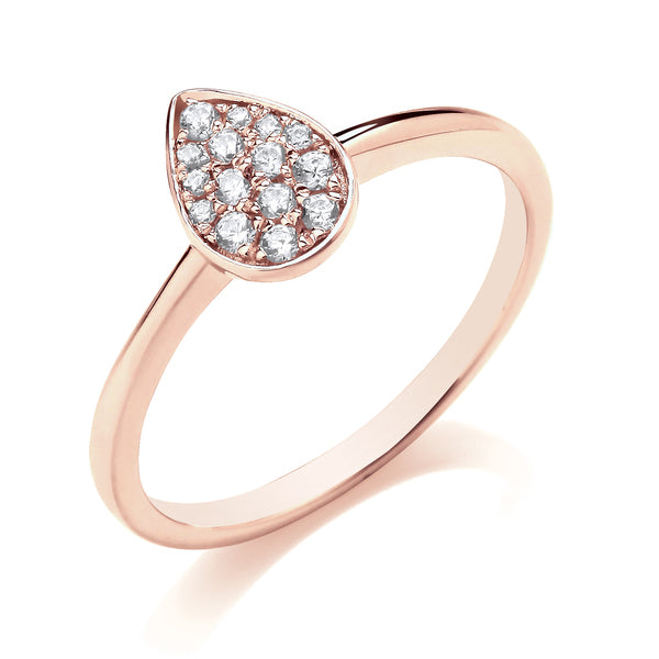 Round Rose Gold Pear Shaped Cluster Ring | CDP01