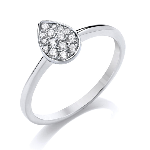 Round White Gold Pear Shaped Cluster Ring | CDP01