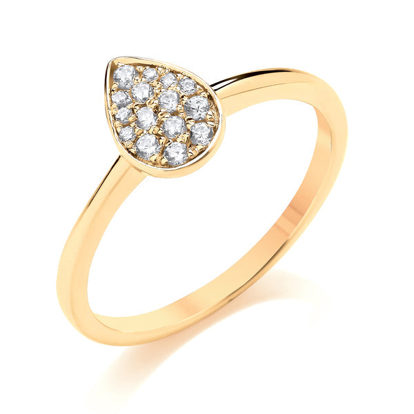 Round Yellow Gold Pear Shaped Cluster Ring | CDP01