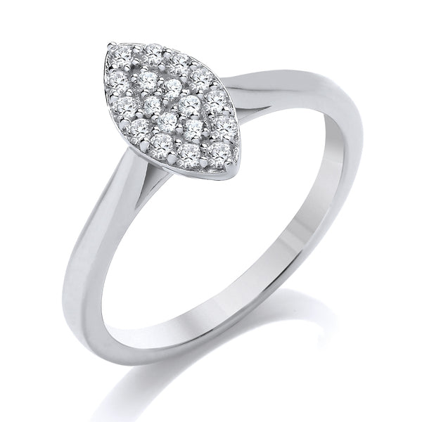 Round White Gold Pear Shaped Cluster Ring, Cathedral | CMP01