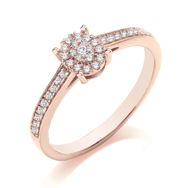 Round Diamond Cluster Ring, Grain Diamond Band | COG01