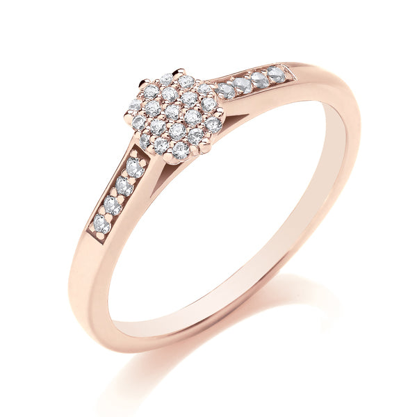 Round Diamond Cluster Ring, Shared Diamond Band | COG02