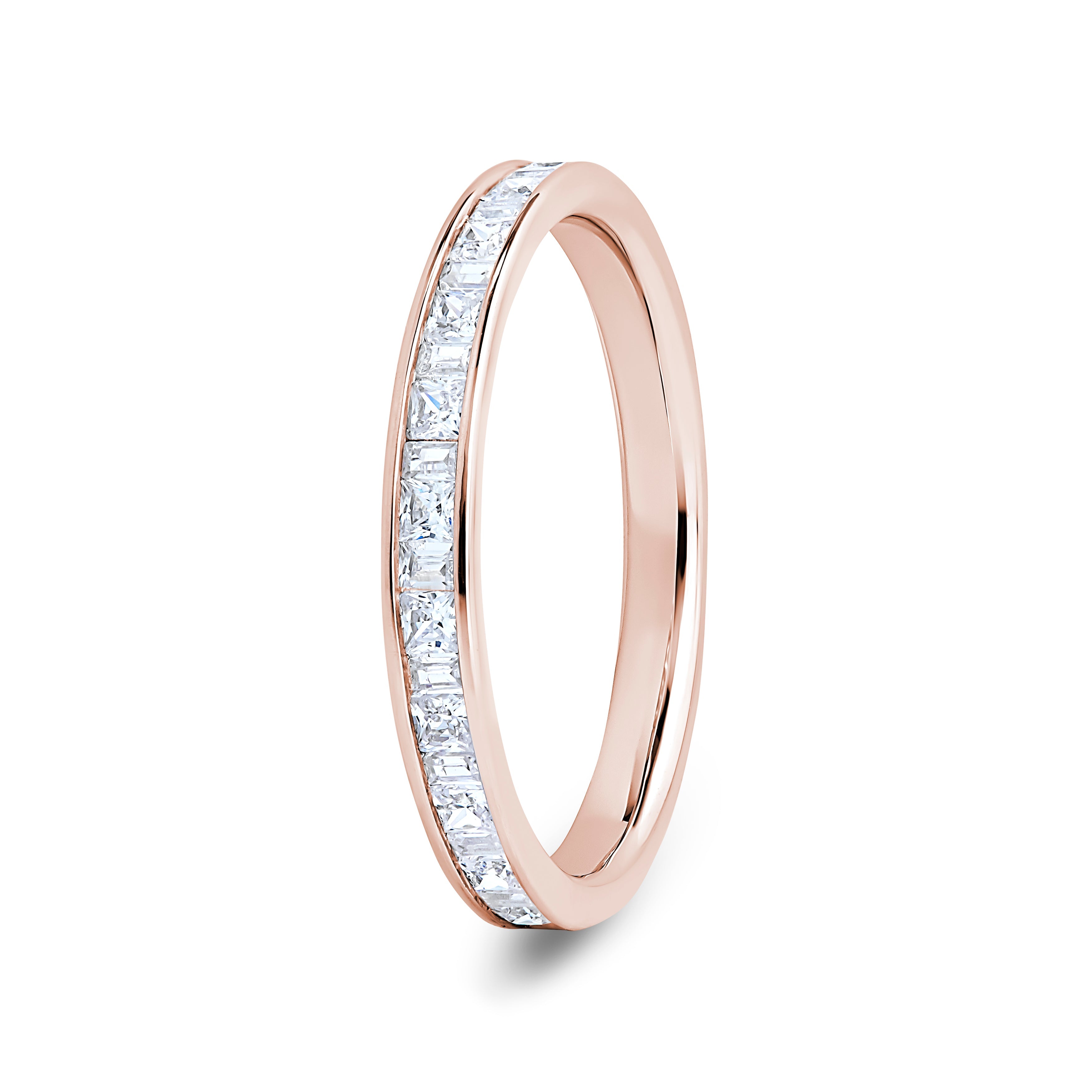 Princess & Baguette, Channel, Rose Gold Half Set Eternity Ring