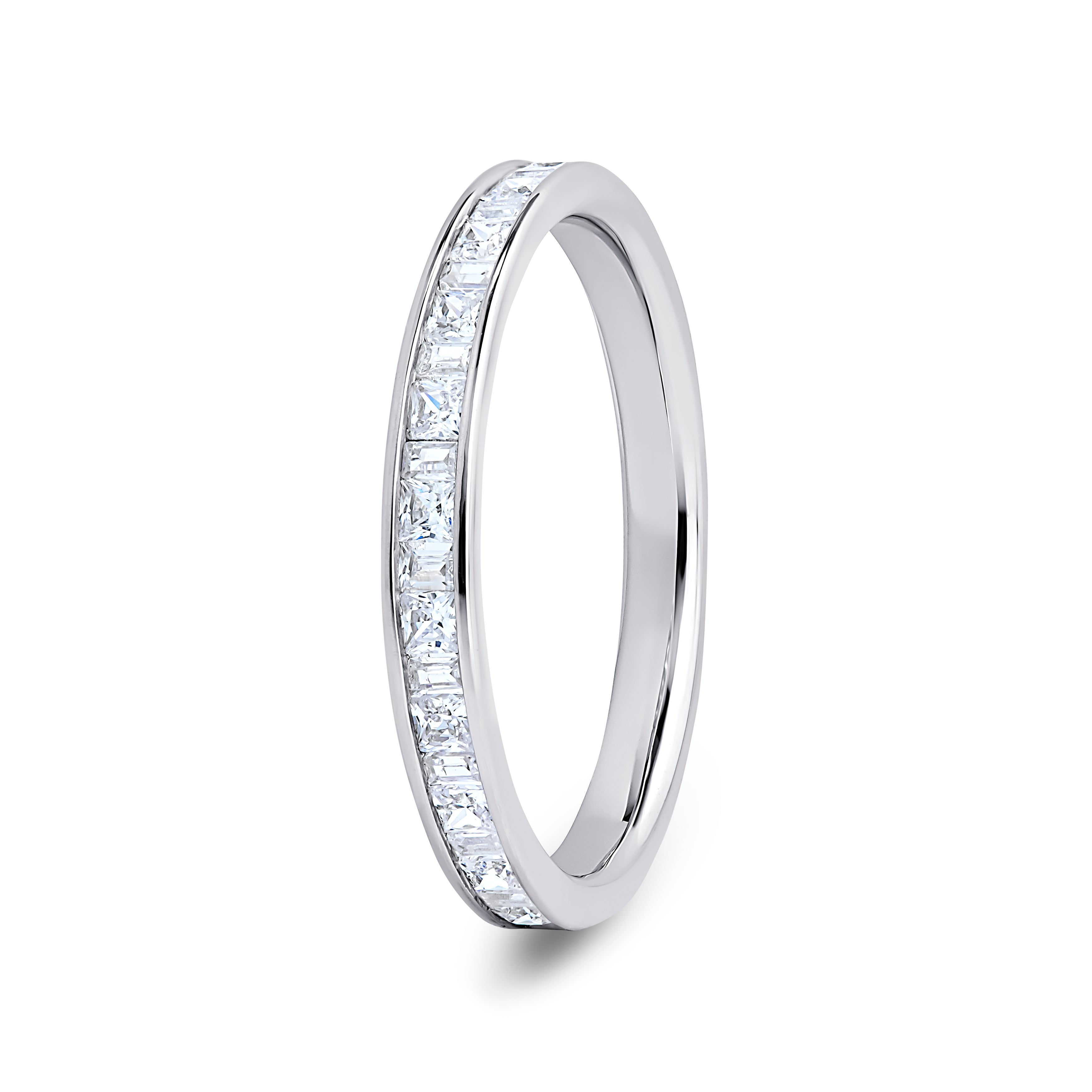 Princess & Baguette, Channel, White Gold Half Set Eternity Ring