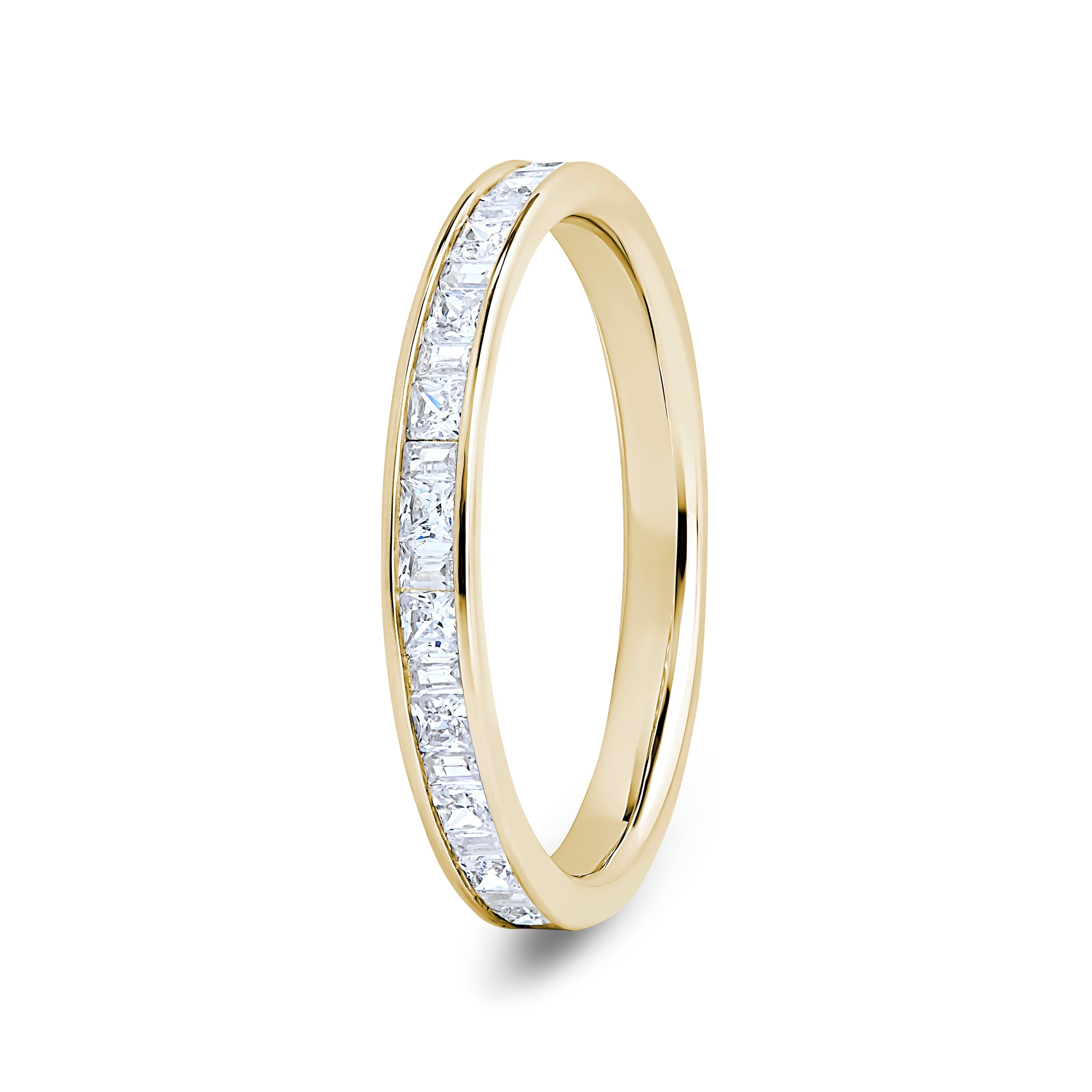 Princess & Baguette, Channel, Yellow Gold Half Set Eternity Ring