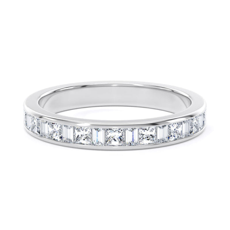 Princess & Baguette Diamond Ring, Channel Set Half Eternity | ET1209
