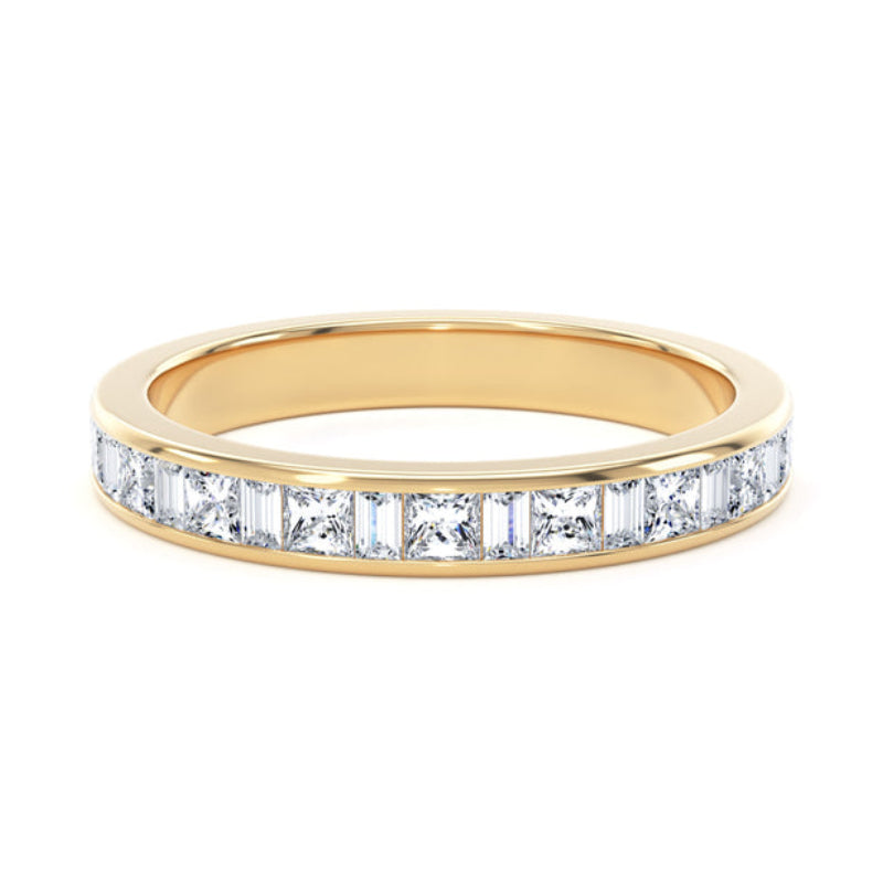 Princess & Baguette Diamond Ring, Channel Set Half Eternity | ET1209