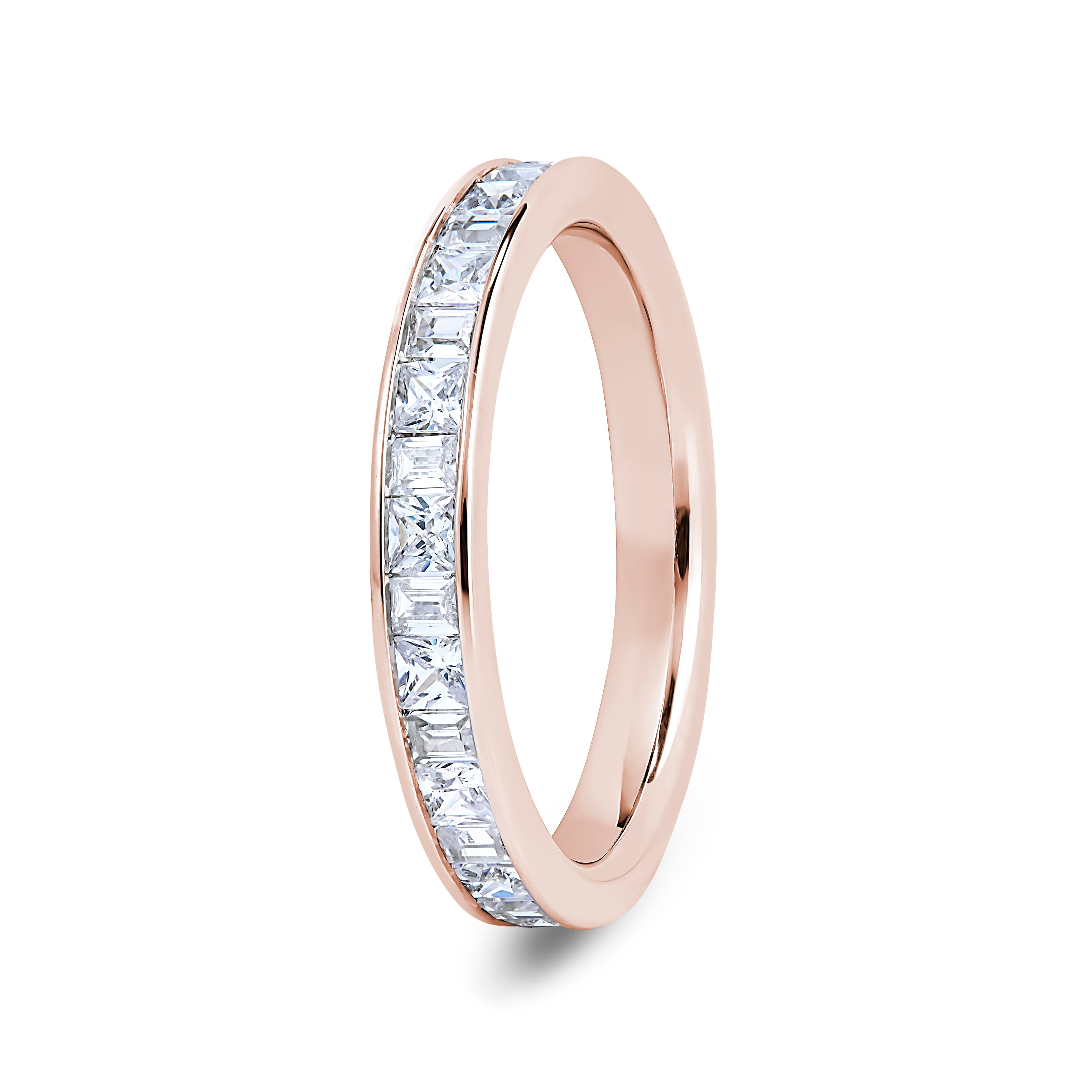 Princess & Baguette, Channel, Rose Gold Half Set Eternity Ring