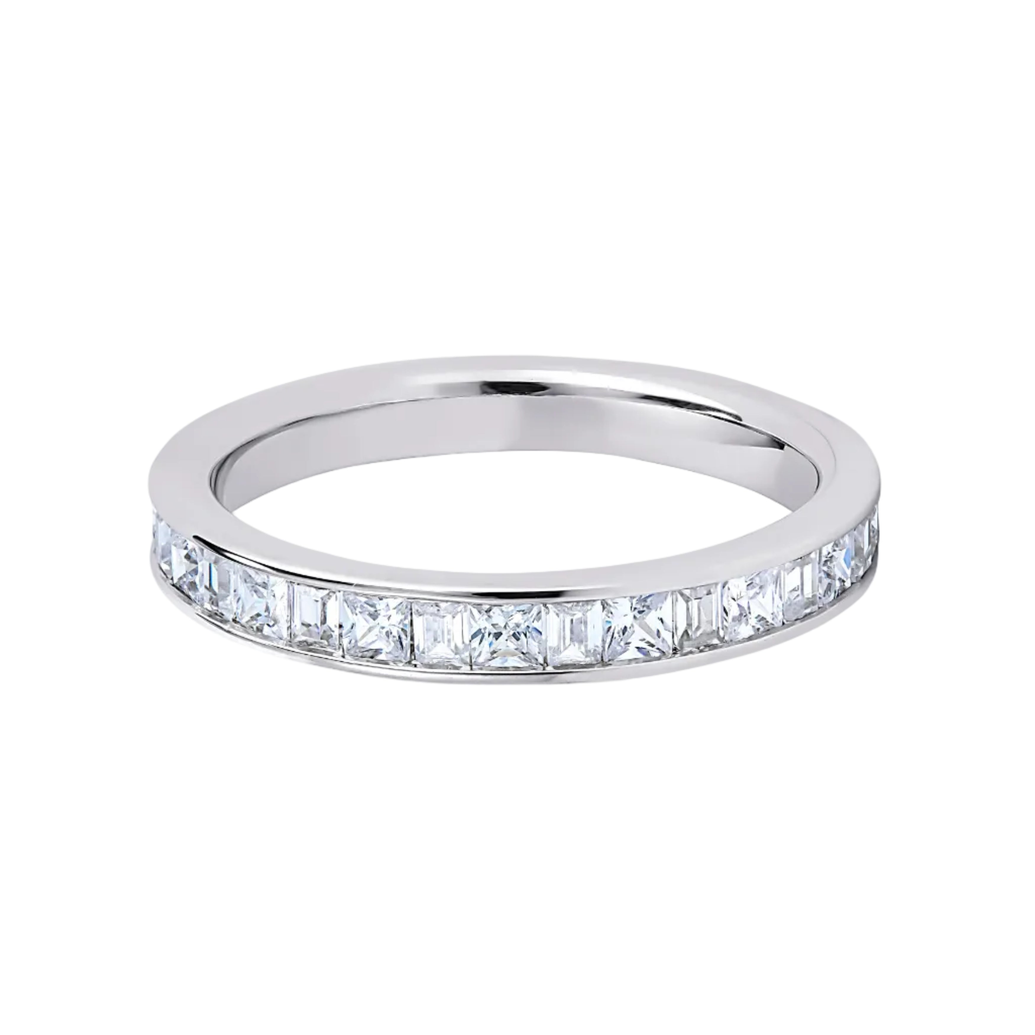 Princess & Baguette Diamond Platinum Ring, Channel Set Half Eternity | ET1209