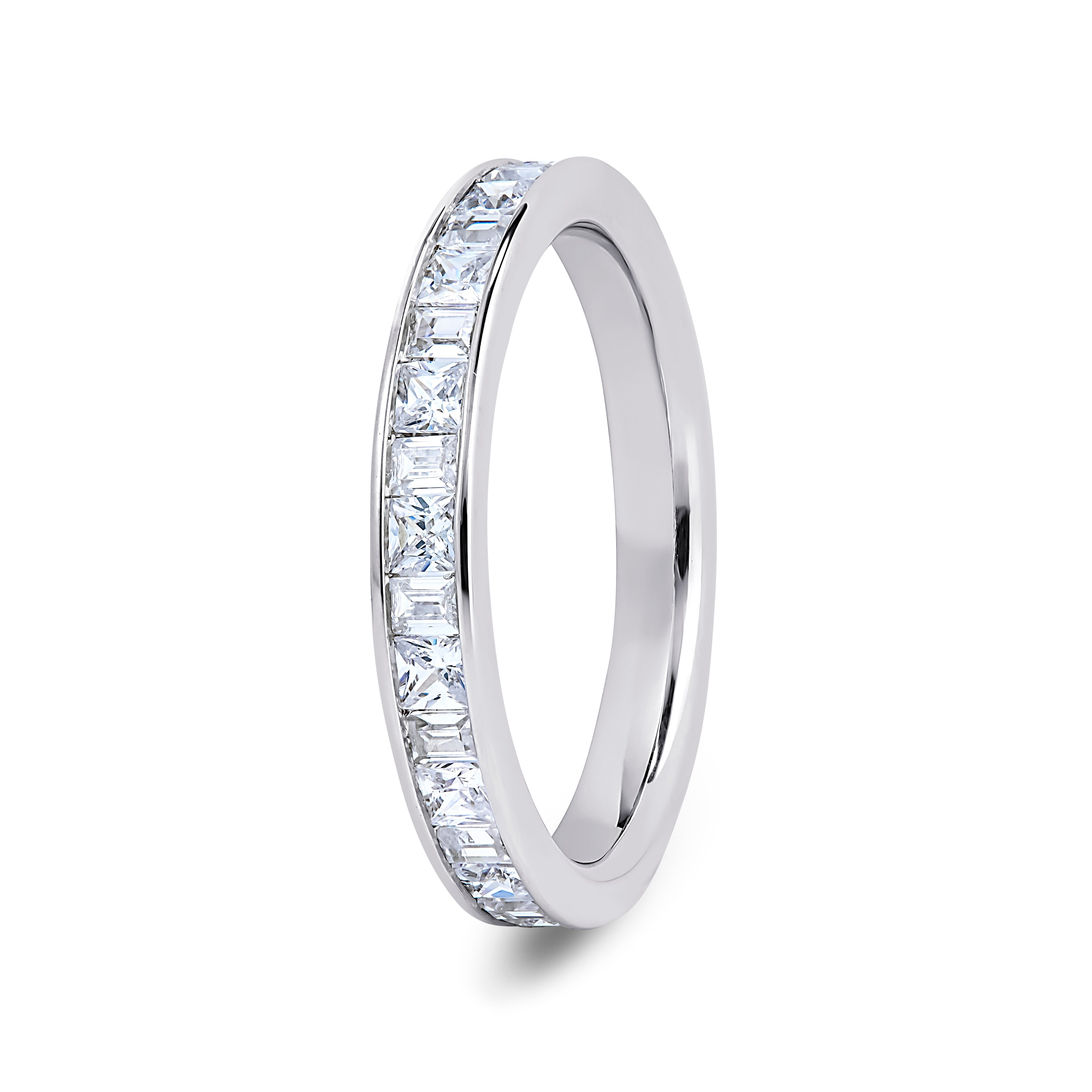 Princess & Baguette, Channel, White Gold Half Set Eternity Ring