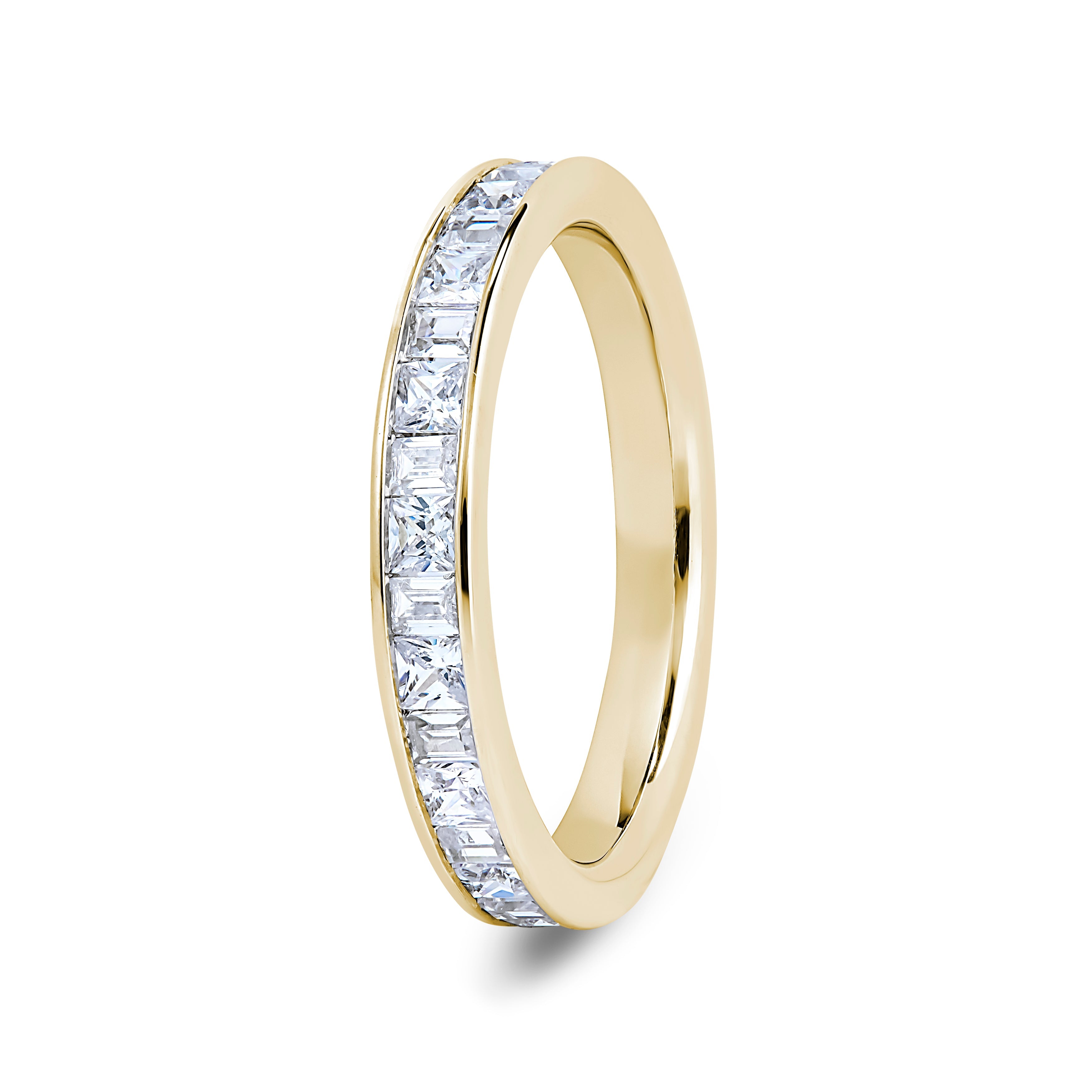 Princess & Baguette, Channel, Yellow Gold Half Set Eternity Ring