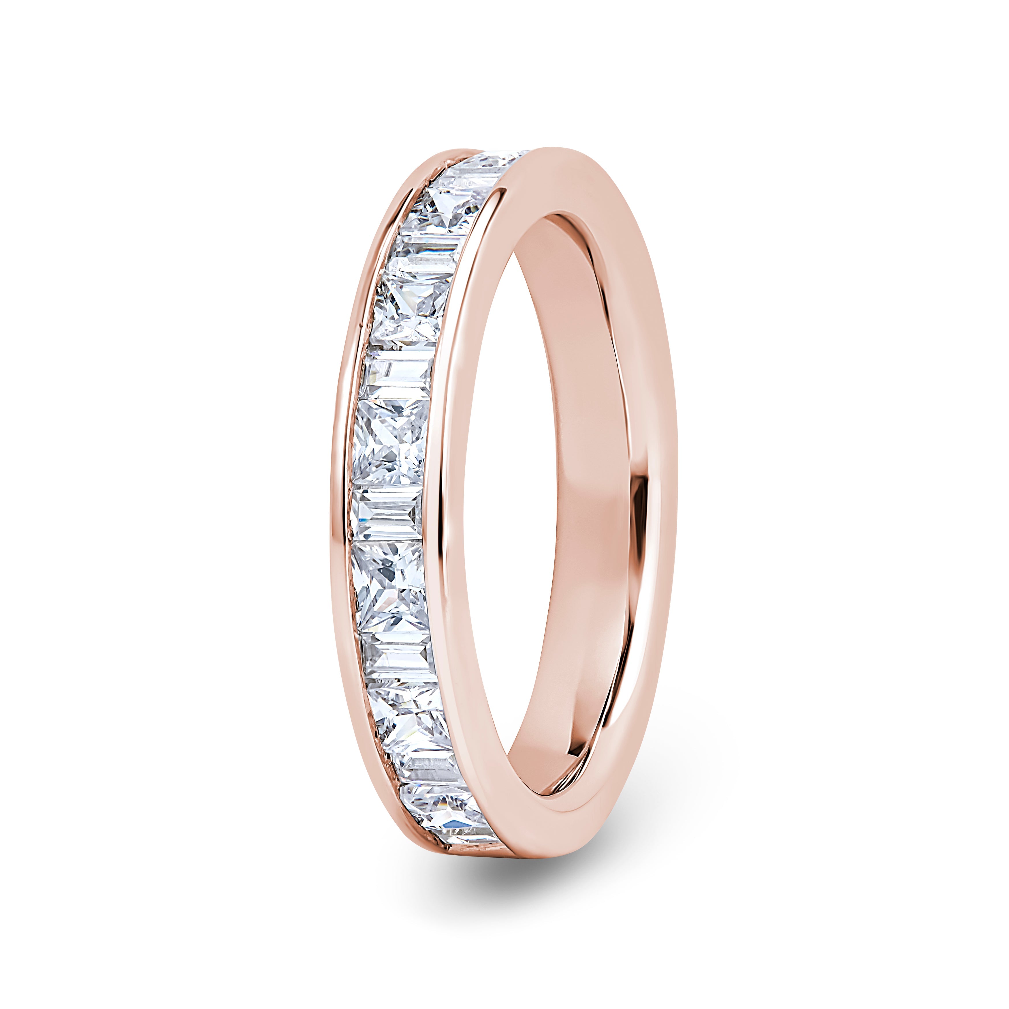 Princess & Baguette, Channel, Rose Gold Half Set Eternity Ring