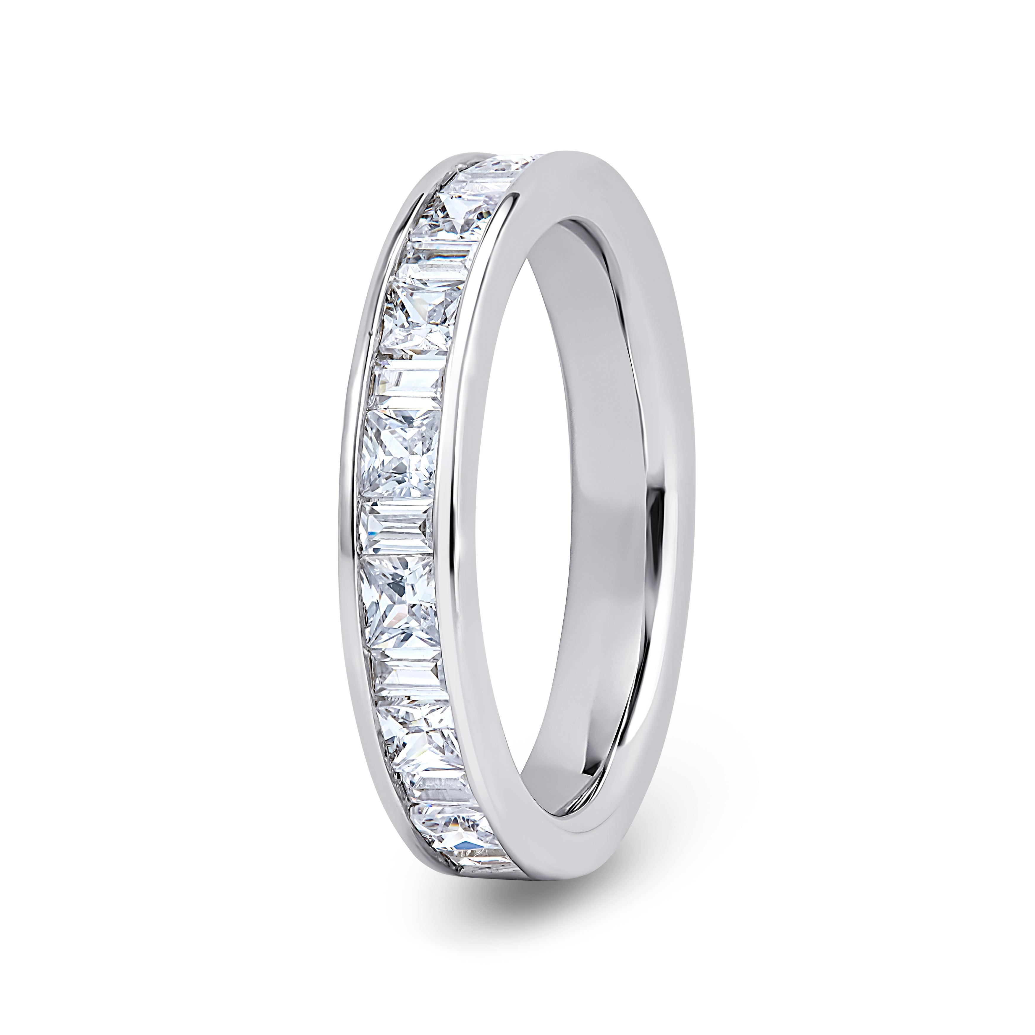 Princess & Baguette, Channel, White Gold Half Set Eternity Ring