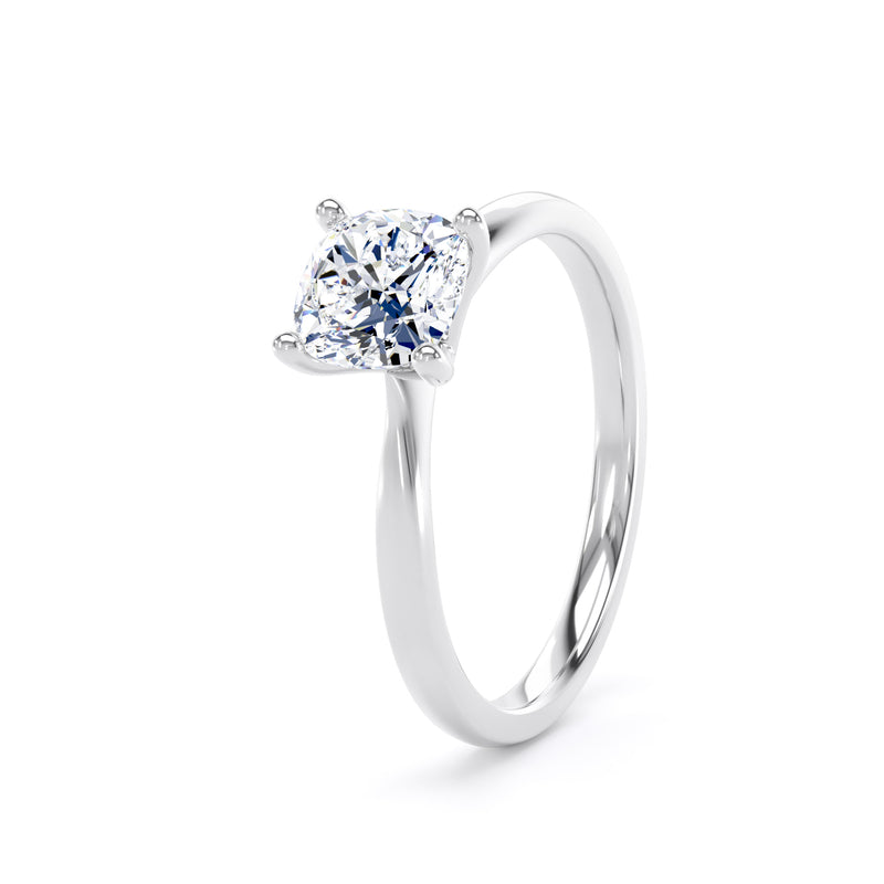 Cushion Solitaire White Gold Ring, 4 Claw Open Gallery | LGC CPP01