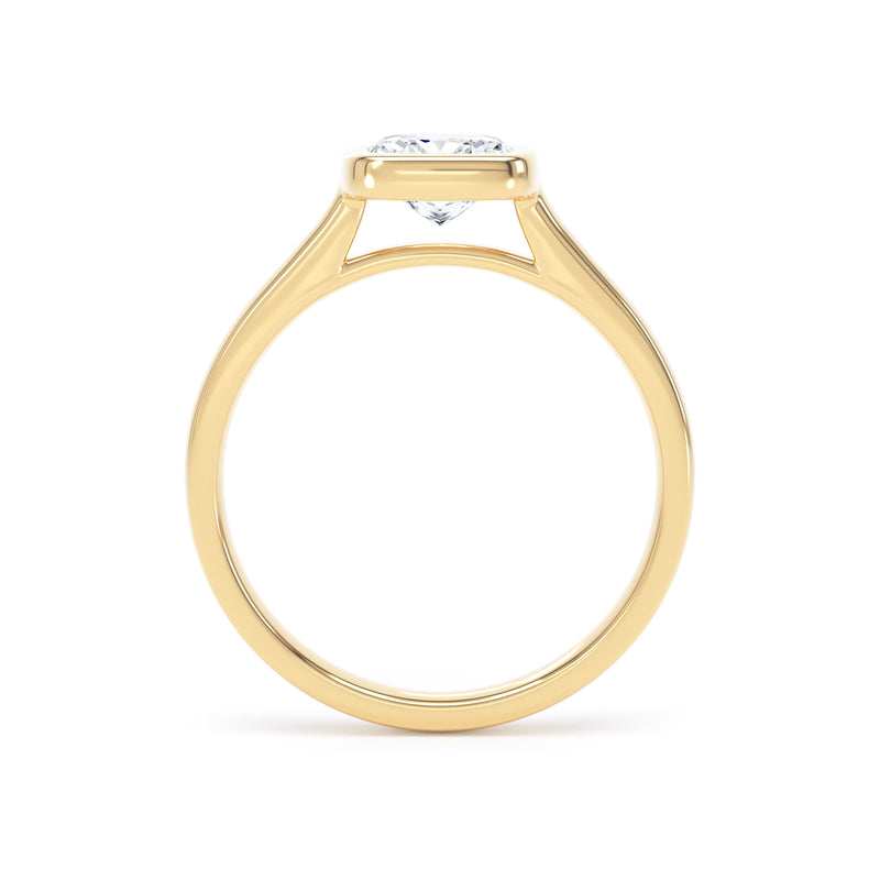 Cushion Solitaire Yellow Gold Ring, Bezel Set | SMC CPP02