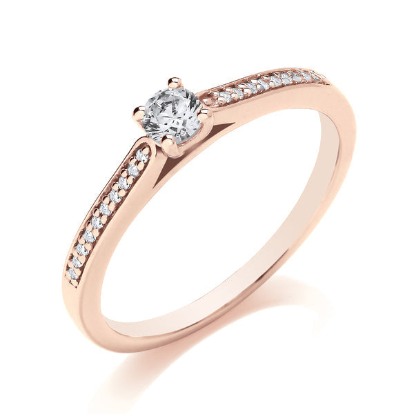 Round Rose Gold Cluster Ring, Grain Should Set | CRG01
