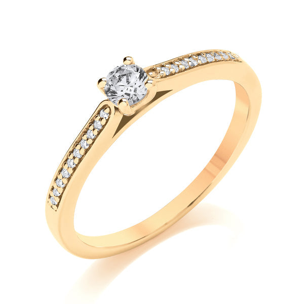Round Yellow Gold Cluster Ring, Grain Should Set | CRG01