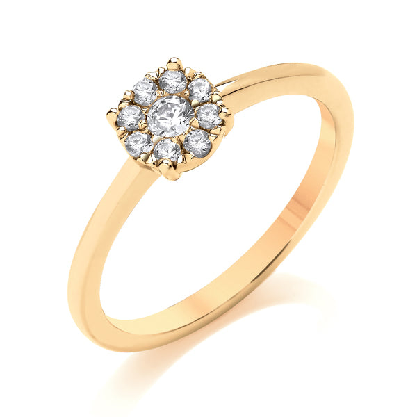 Round Diamond Cluster Ring, Straight Band | CRP04