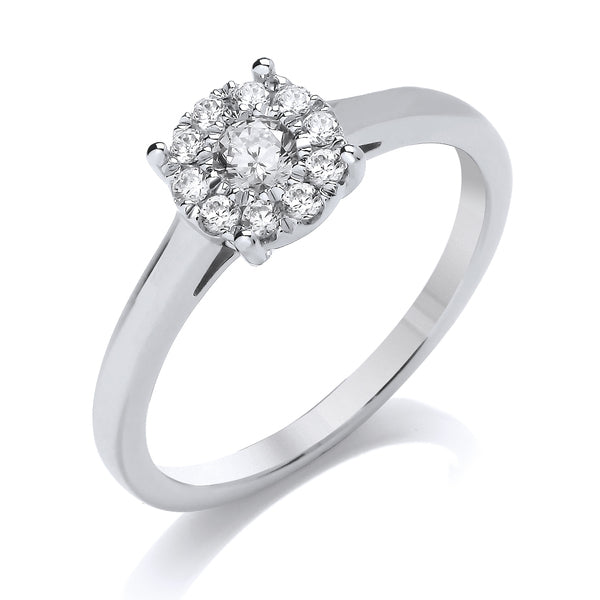 Round Platinum Cluster Ring, Cathedral | CRP05