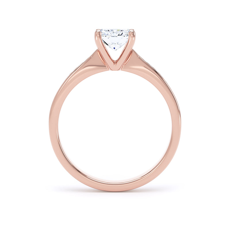 Cushion Shoulder Set Rose Gold Ring, Channel Set Pinched | SMC CSC01