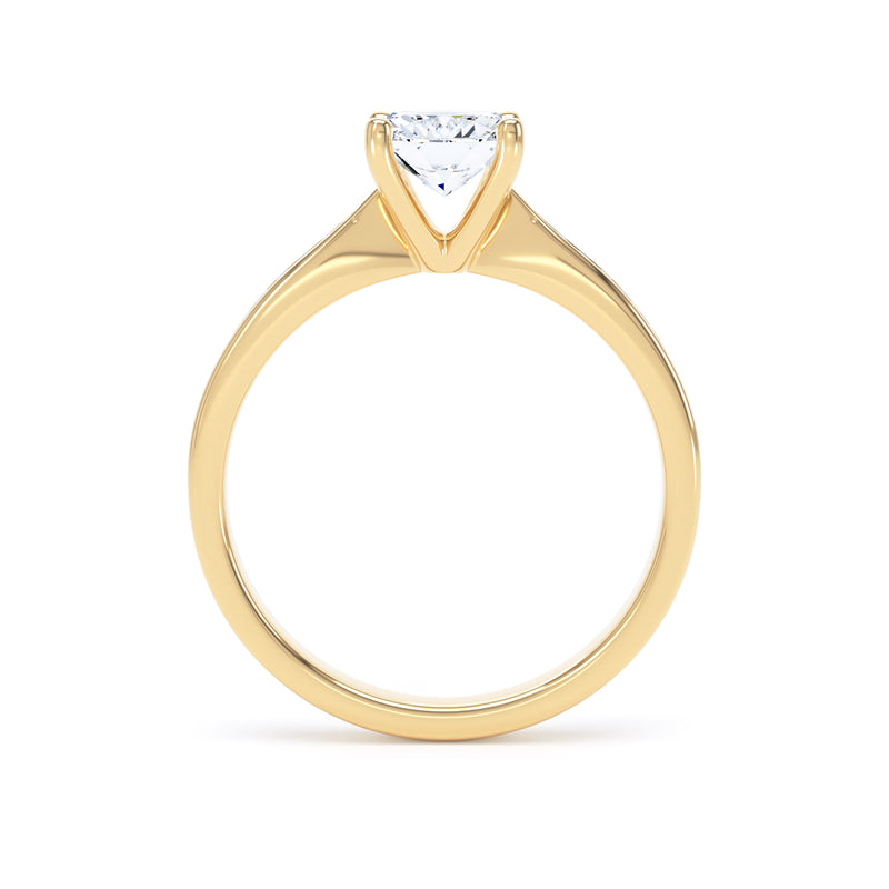 Cushion Shoulder Set Yellow Gold Ring, Channel Set Pinched | SMC CSC01