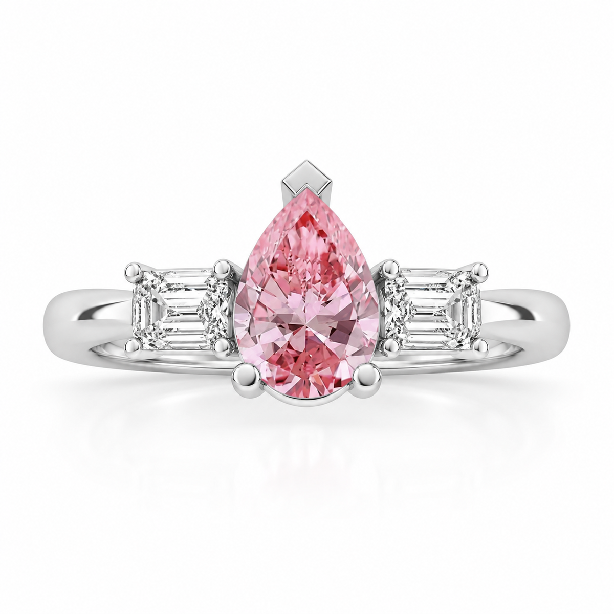 Pink Pear Diamond Engagement Ring, Claw Set Trilogy | R82311-PINK