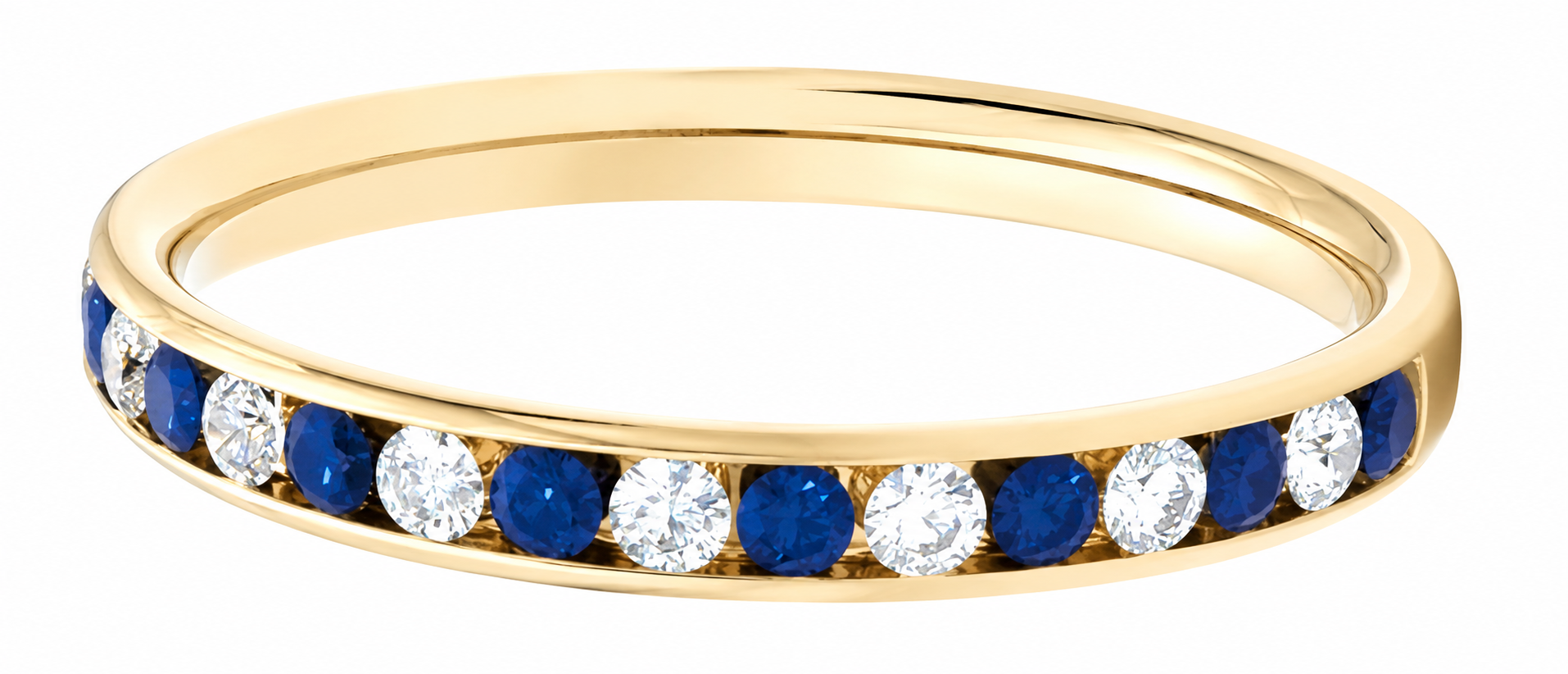 Round Diamond & Sapphire Ring, Channel Set Half Eternity | ET1301